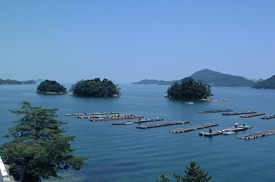 鳥羽市小浜ビューホテルから見た鳥羽三ツ島の風景